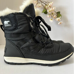 SOREL Youth Whitney Short Lace in  Black Sea Salt US4Y